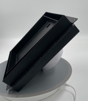 Решетка скрытого монтажа FoZa ПОД ПЛИТКУ 237х237 с вентилятором на шарикоподшипнике 125СК, обратный клапан, черная, d125мм